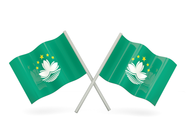 Two wavy flags. Download flag icon of Macao at PNG format