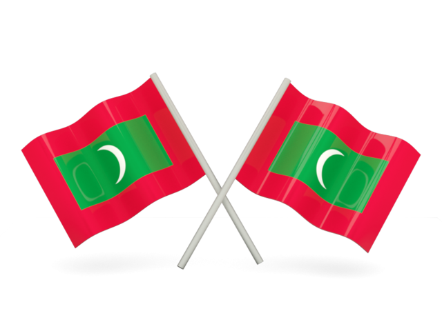 Two wavy flags. Download flag icon of Maldives at PNG format