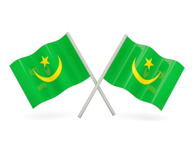 Two wavy flags. Download flag icon of Mauritania at PNG format