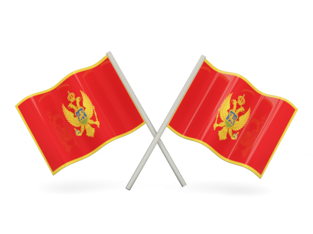 Two wavy flags. Download flag icon of Montenegro at PNG format