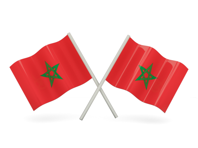 Two wavy flags. Download flag icon of Morocco at PNG format