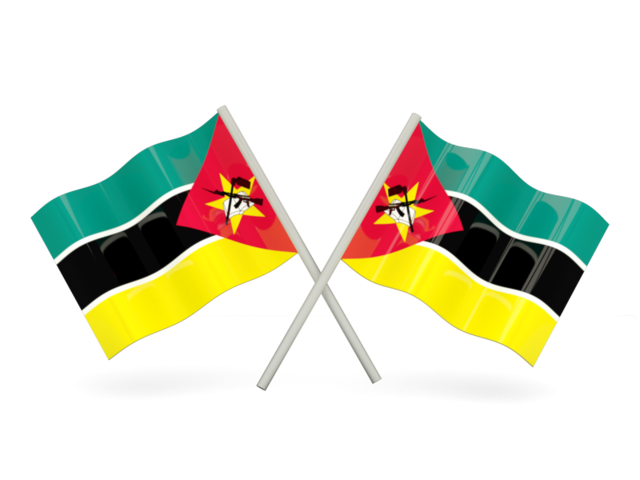 Two wavy flags. Download flag icon of Mozambique at PNG format