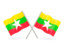 Myanmar. Two wavy flags. Download icon.