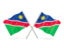 Namibia. Two wavy flags. Download icon.