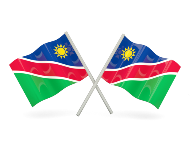 Two wavy flags. Download flag icon of Namibia at PNG format