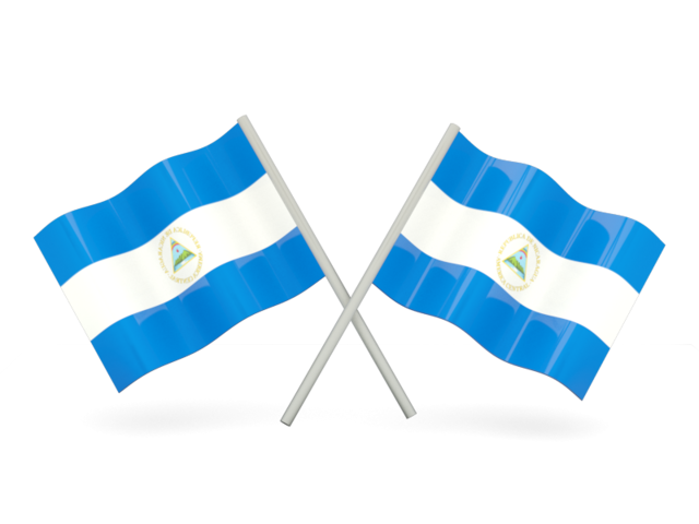 Two wavy flags. Download flag icon of Nicaragua at PNG format