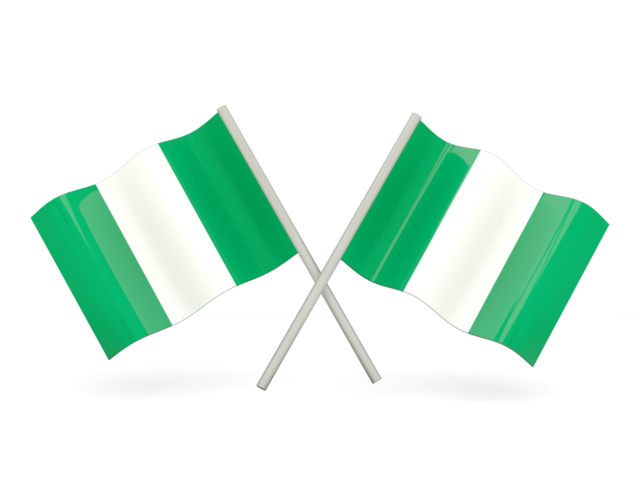 Two wavy flags. Illustration of flag of Nigeria