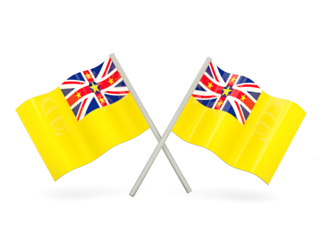 Two wavy flags. Download flag icon of Niue at PNG format