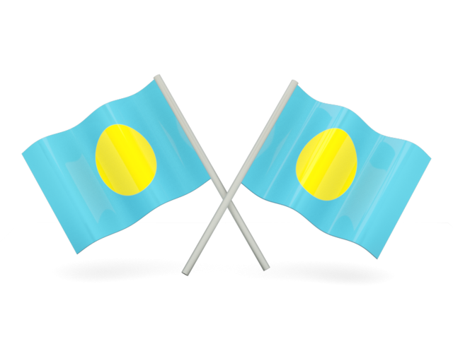Two wavy flags. Download flag icon of Palau at PNG format