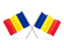 Romania. Two wavy flags. Download icon.