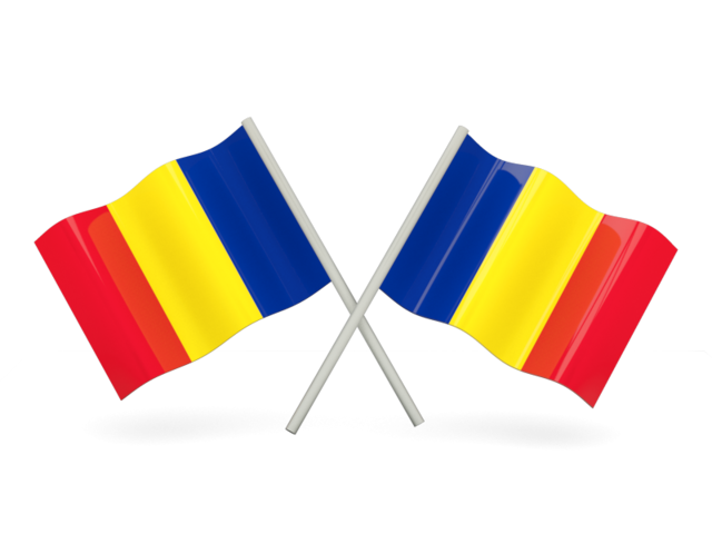 Two wavy flags. Download flag icon of Romania at PNG format