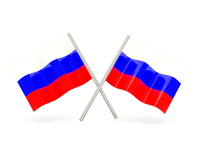 Two wavy flags. Illustration of flag of Russia