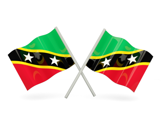 Two wavy flags. Download flag icon of Saint Kitts and Nevis at PNG format