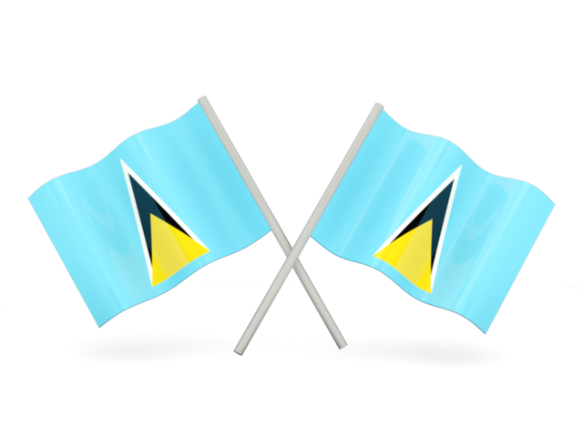Two wavy flags. Download flag icon of Saint Lucia at PNG format