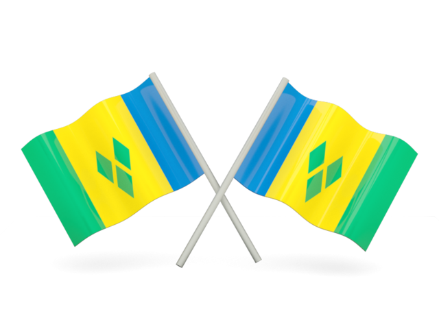 Two wavy flags. Download flag icon of Saint Vincent and the Grenadines at PNG format
