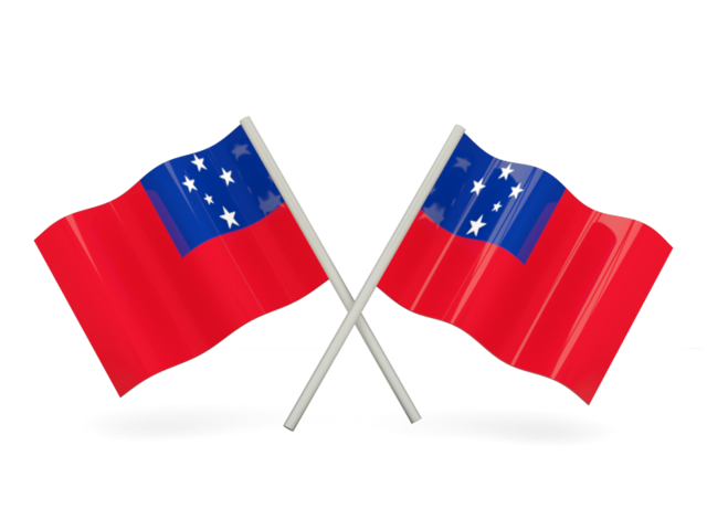 Two wavy flags. Download flag icon of Samoa at PNG format