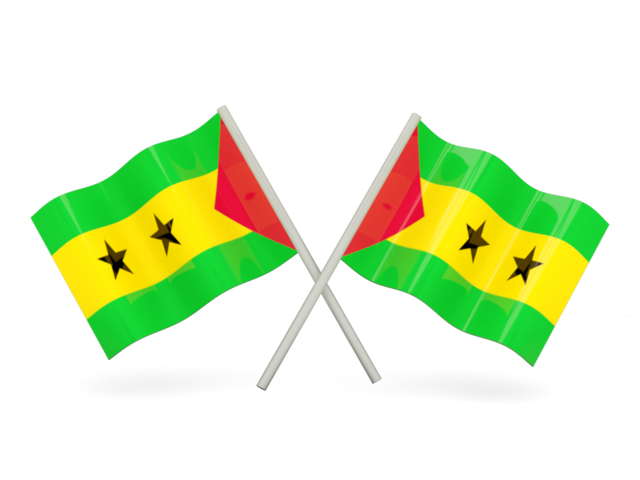 Two wavy flags. Download flag icon of Sao Tome and Principe at PNG format