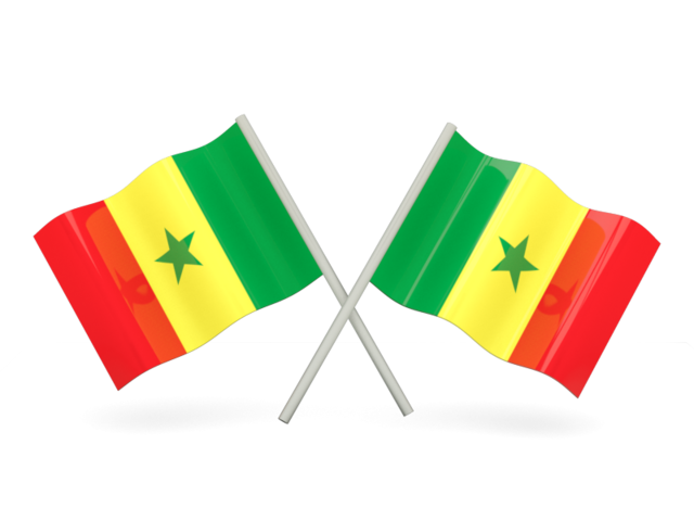 Two wavy flags. Download flag icon of Senegal at PNG format