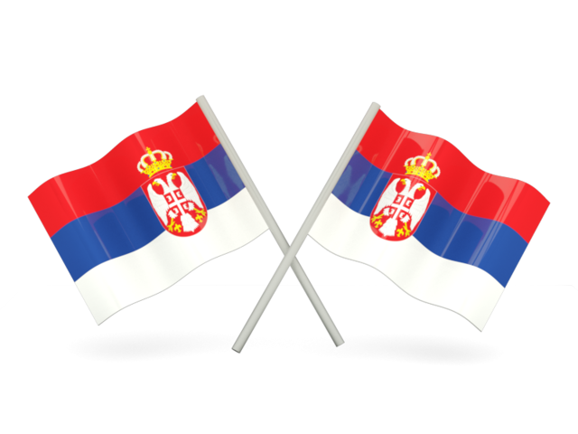 Two wavy flags. Download flag icon of Serbia at PNG format