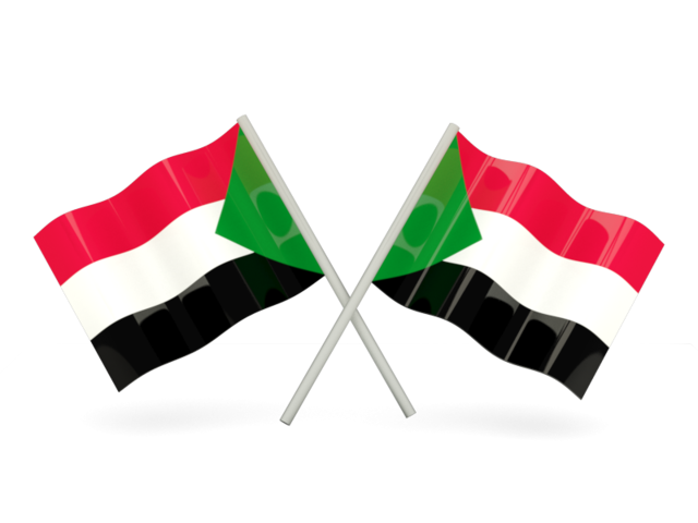 Two wavy flags. Download flag icon of Sudan at PNG format