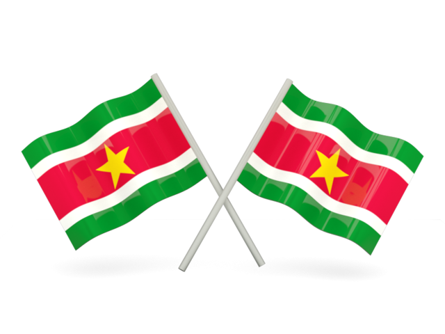 Two wavy flags. Download flag icon of Suriname at PNG format