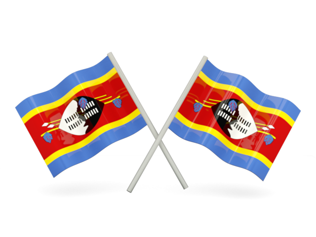 Two wavy flags. Download flag icon of Swaziland at PNG format