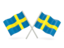 Sweden. Two wavy flags. Download icon.