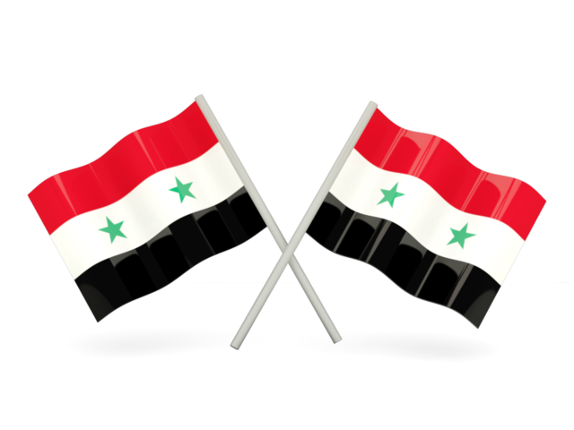 Two wavy flags. Download flag icon of Syria at PNG format