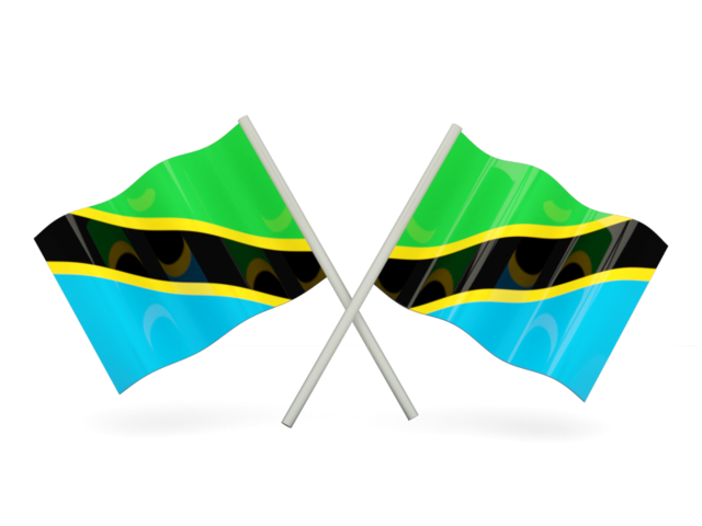 Two wavy flags. Download flag icon of Tanzania at PNG format