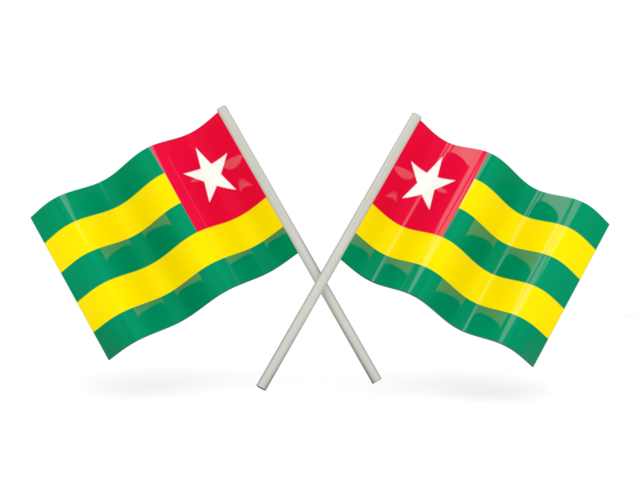 Two wavy flags. Download flag icon of Togo at PNG format
