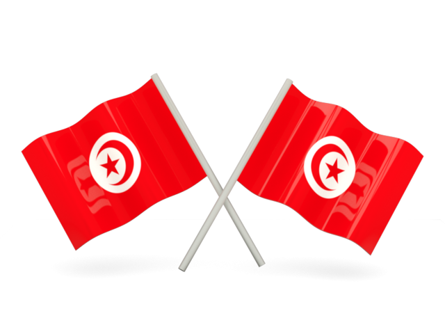 Two wavy flags. Download flag icon of Tunisia at PNG format