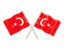 Turkey. Two wavy flags. Download icon.