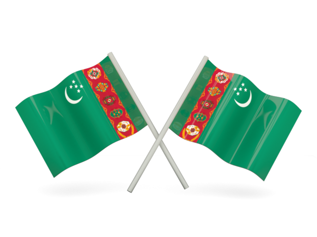Two wavy flags. Download flag icon of Turkmenistan at PNG format