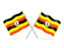 Uganda. Two wavy flags. Download icon.