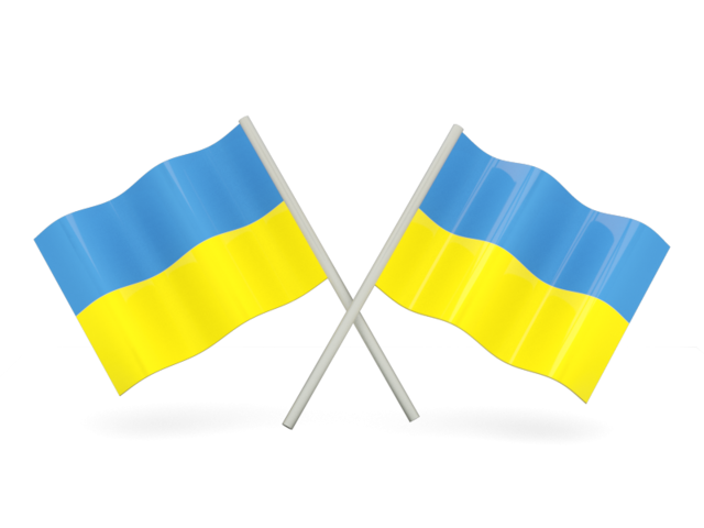 Two wavy flags. Download flag icon of Ukraine at PNG format