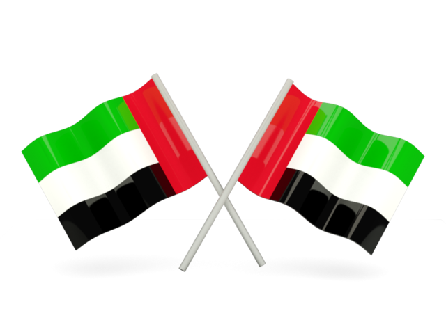Two wavy flags. Download flag icon of United Arab Emirates at PNG format