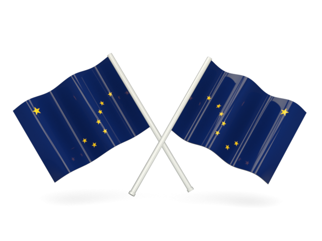Two wavy flags. Download flag icon of Alaska