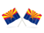 Flag of state of Arizona. Two wavy flags. Download icon