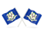 Flag of state of Connecticut. Two wavy flags. Download icon