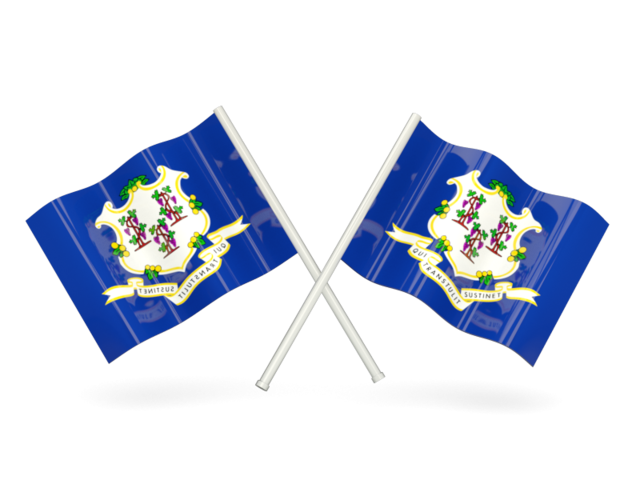 Two wavy flags. Download flag icon of Connecticut
