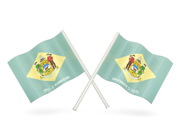 Two wavy flags. Download flag icon of Delaware