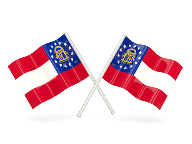 Two wavy flags. Download flag icon of Georgia