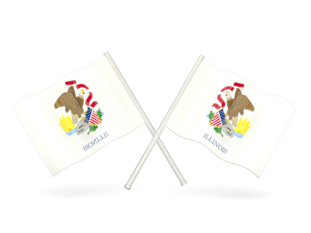 Two wavy flags. Download flag icon of Illinois