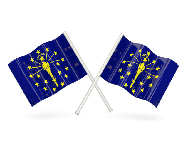 Two wavy flags. Download flag icon of Indiana