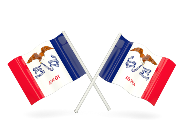 Two wavy flags. Download flag icon of Iowa