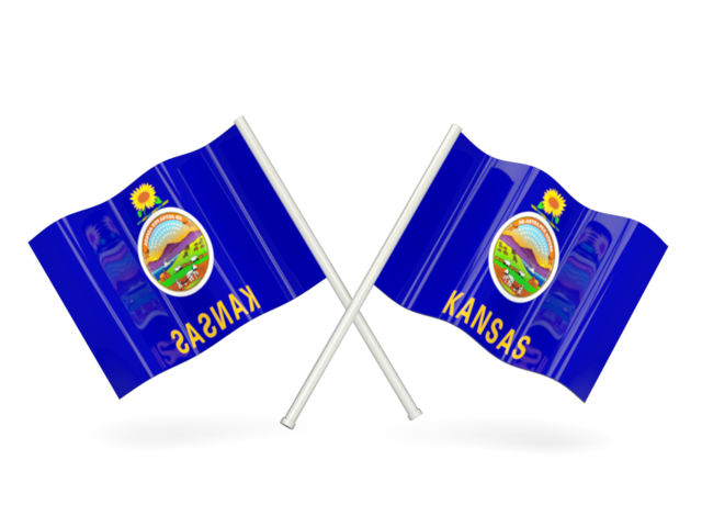 Two wavy flags. Download flag icon of Kansas