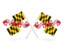 Flag of state of Maryland. Two wavy flags. Download icon