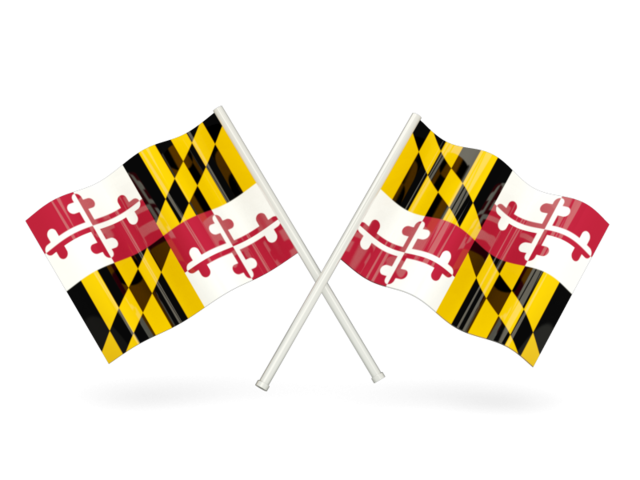 Two wavy flags. Download flag icon of Maryland