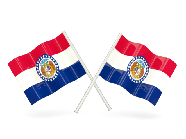 Two wavy flags. Download flag icon of Missouri