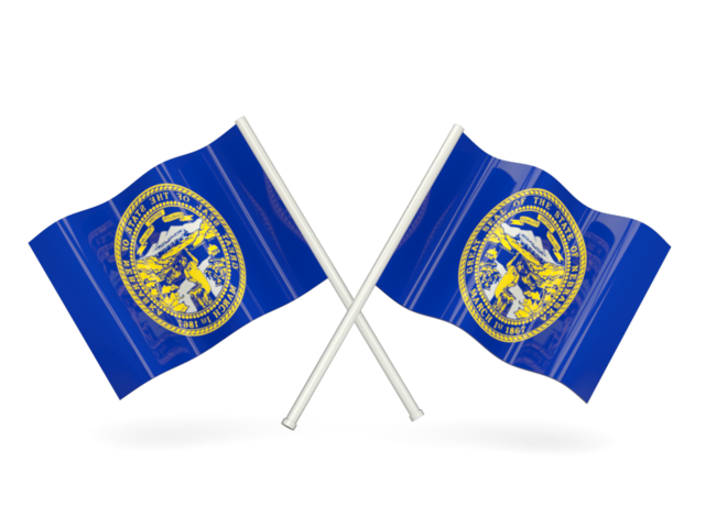 Two wavy flags. Download flag icon of Nebraska